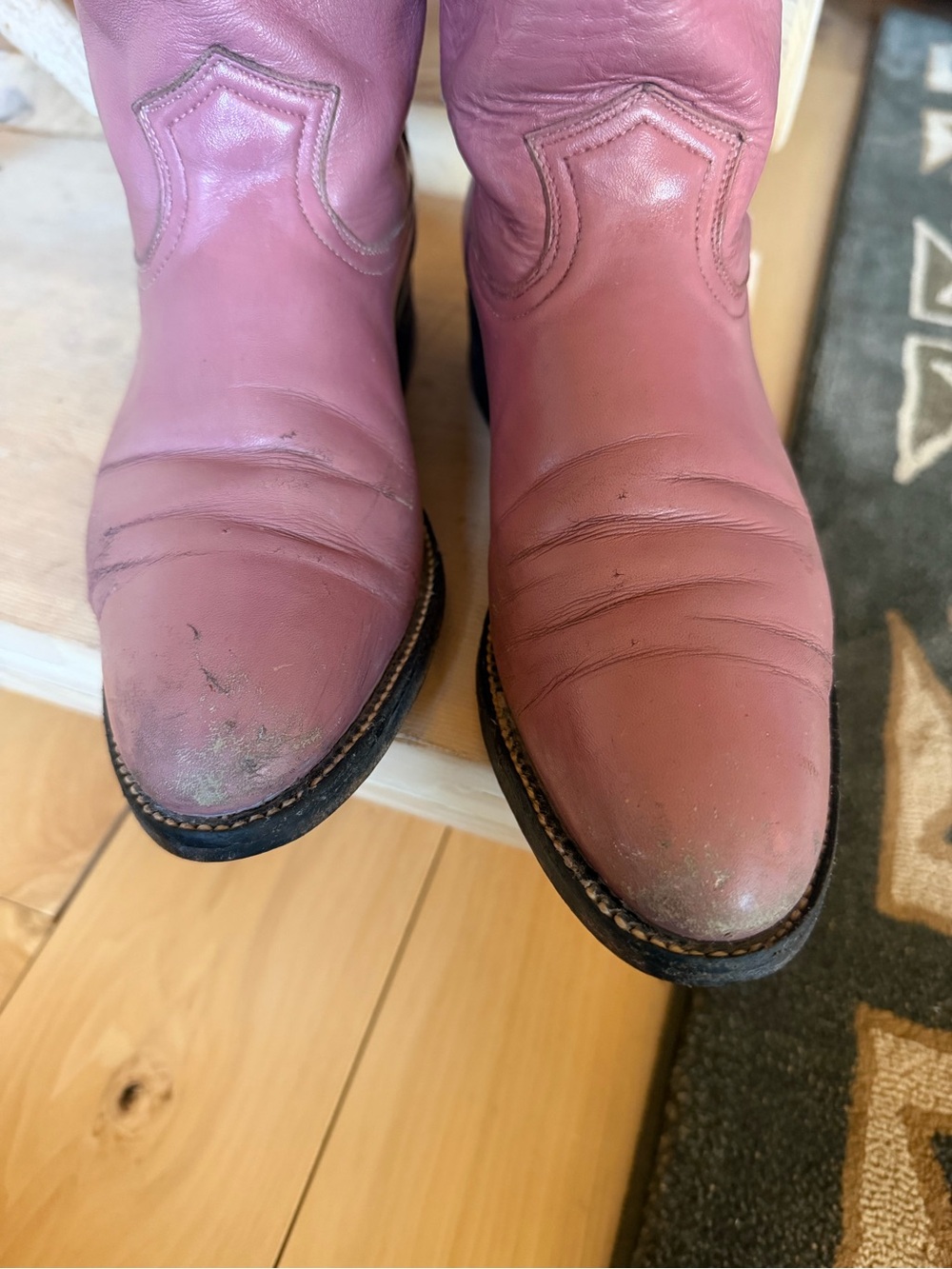Vintage Justin Boots Mauve Leather Women's Western Boots - Picture 4 of 6